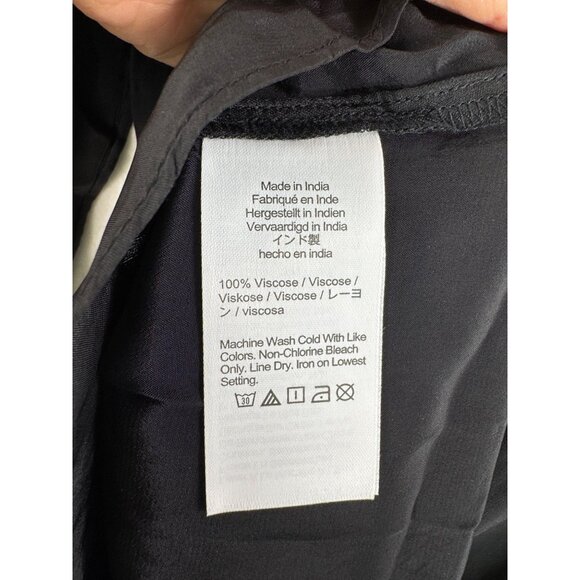 J.crew Tie-neck top‎ in crepe de chine black preppy flowy sz 0 - Picture 5 of 8